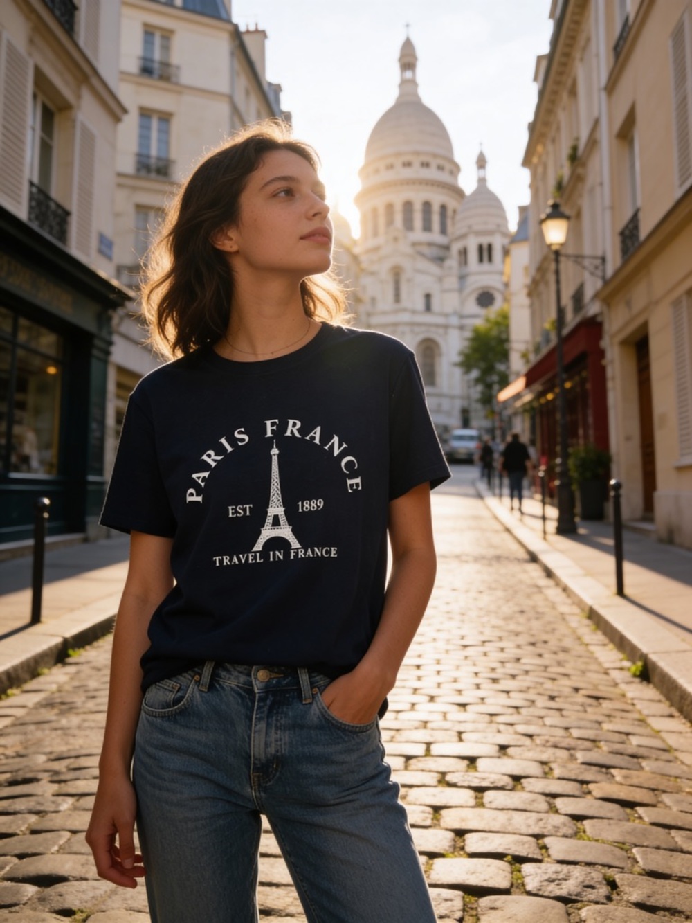 Paris France Eiffel Tower Graphic Tee Black Size Small Travel Shirt